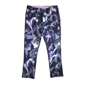 MARIKA High Waist Athletic Pants Purple Black Multicolor Stretch Stripe Small